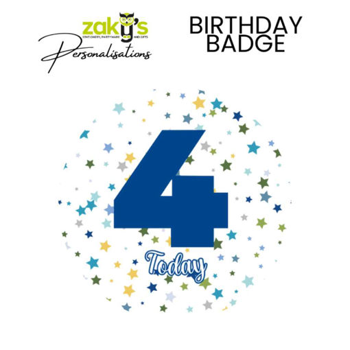 Picture of 4 TODAY BIRTHDAY BADGE BLUE STAR